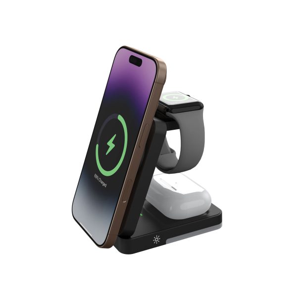 Mobile Origin 3in1 Foldable Charging Stand PW28 με Φωτισμό LED – Black (MO-FCHS-PW28-BLK) - Image 5