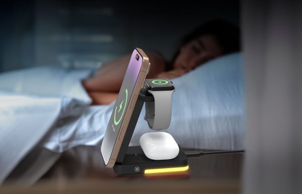 Mobile Origin 3in1 Foldable Charging Stand PW28 με Φωτισμό LED – Black (MO-FCHS-PW28-BLK) - Image 6