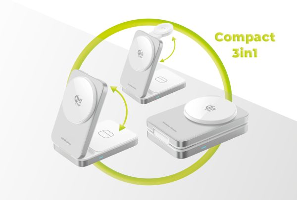 Ασύρματη Βάση Φόρτισης 3 σε 1 Mobile Origin PW35 Qi2 25W MagSafe Silver - Image 15