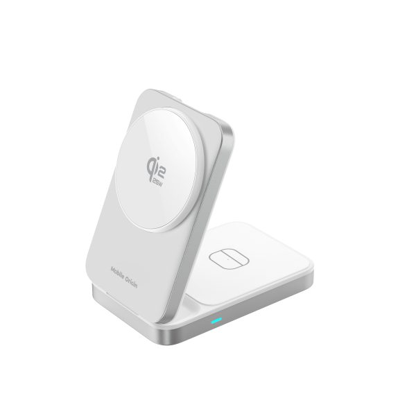 Ασύρματη Βάση Φόρτισης 3 σε 1 Mobile Origin PW35 Qi2 25W MagSafe Silver - Image 4