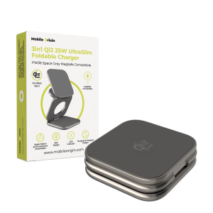 Αναδιπλούμενος ασύρματος φορτιστής Mobile Origin PW36 3-σε-1 σε χρώμα Space Grey με τεχνολογία Qi2 25W