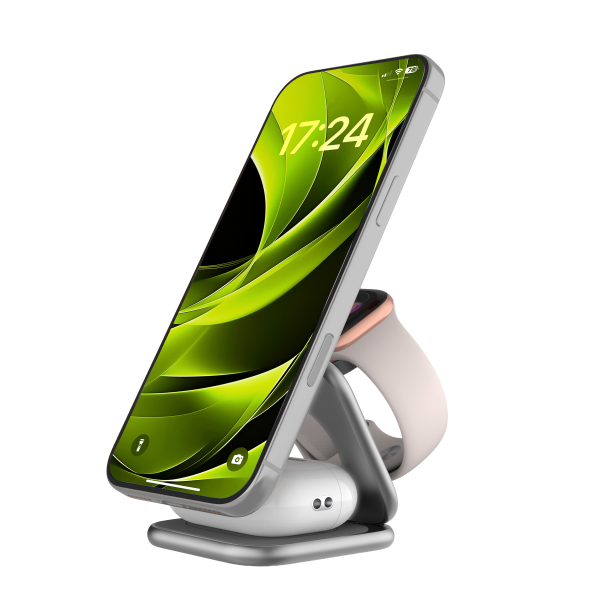 Mobile Origin UltraSlim Foldable Charger PW36 3in1 Qi2 25W MagSafe Compatible – Silver (MO-USF-PW36-SLV) - Image 5