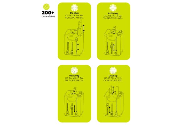 Universal Travel Adapter Mobile Origin PW30 EU/UK/US/AUS – Black - Image 9