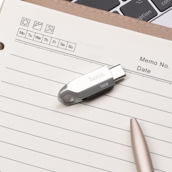 Hoco UD8 USB Flash Drive 16GB Dual USB 3.0 & USB-C – Nickel - Image 2