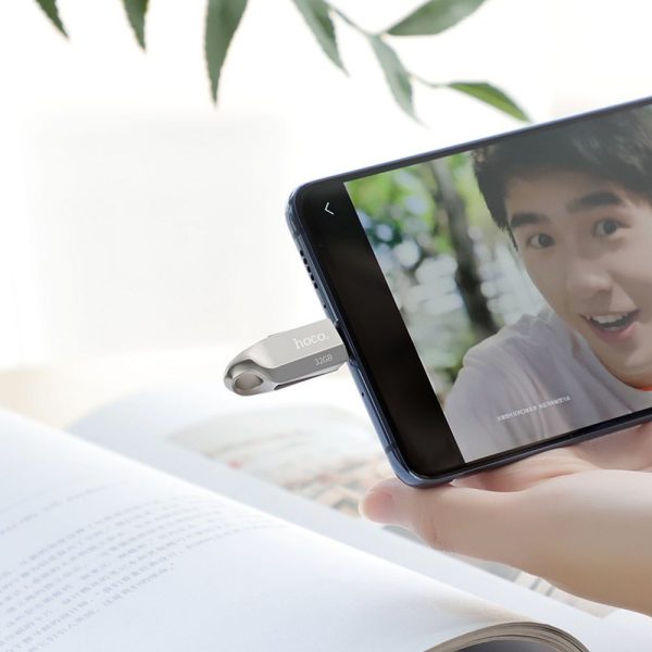 Hoco UD8 USB Flash Drive 32GB Dual USB 3.0 & USB-C – Nickel - Image 4