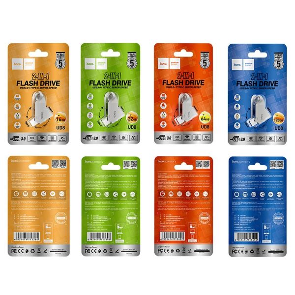 Hoco UD8 USB Flash Drive 32GB Dual USB 3.0 & USB-C – Nickel - Image 6