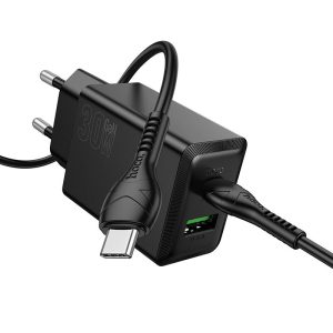 fortistis-prizas-hoco-n71-usb-c-usb-a-30w-cable-type-c-60w-black