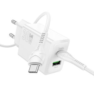 fortistis-prizas-hoco-n71-usb-c-usb-a-30w-cable-type-c-60w-white