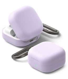 Θήκη Ringke Silicone Case Samsung Galaxy Buds 4 4 Pro Light Purple Σιλικόνης με Καραμπίνερ