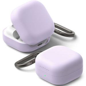 Θήκη Ringke Silicone Case Samsung Galaxy Buds 4 4 Pro Light Purple Σιλικόνης με Καραμπίνερ