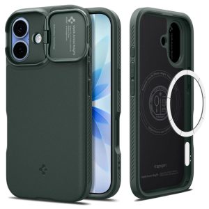 Θήκη Spigen Optik Armor Mag Abyss Green για iPhone 17 με συρόμενο κάλυμμα κάμερας και μαγνητικό δακτύλιο MagSafe