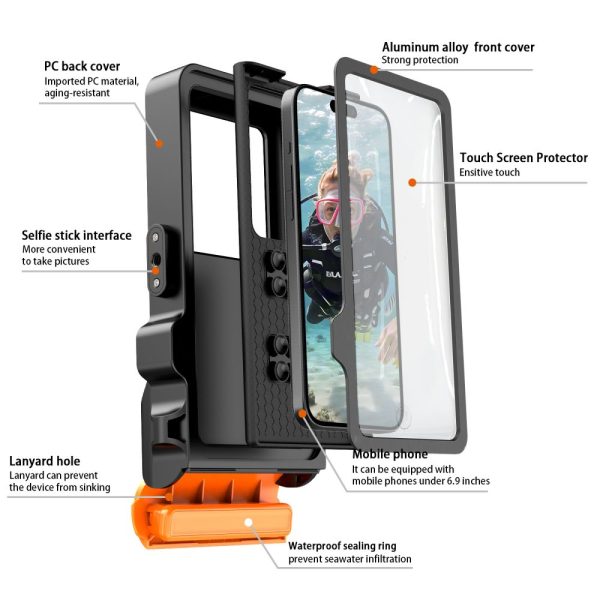 Αδιάβροχη Θήκη Tech-Protect IPX8 Pro Waterproof Case για Smartphone 4.7-6.9 ίντσες – Black Orange - Image 4