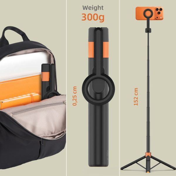 Selfie Stick Τρίποδο Tech-Protect L10S MagSafe Bluetooth – Black/Orange - Image 12