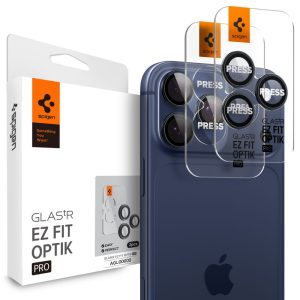 Osłona Aparatu Spigen Optik Pro Glas.tr ”Ez Fit” Camera Protector 2-Pack iPhone 14 Pro / Max / 15 Pro / Max / 16 Pro / Max / 17 Pro / Max Blue Titanium