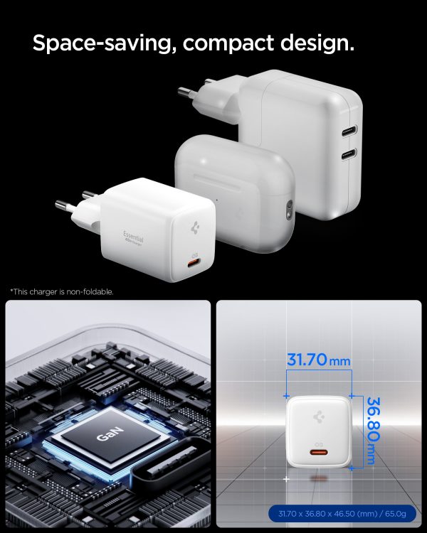 Φορτιστής Spigen EE451EU Essential 1-Port 45W & Καλώδιο Type-C 100W – White (ACH09473) - Image 3