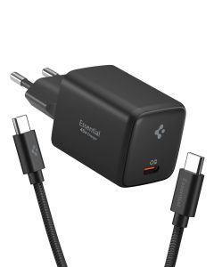 Μαύρος φορτιστής Spigen EE451EU Essential 45W GaN Pro με καλώδιο USB-C 100W