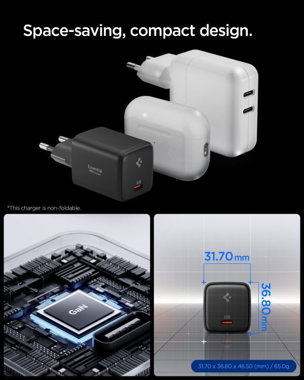 Φορτιστής Spigen EE451EU Essential 1-Port 45W & Καλώδιο Type-C 100W – Black (ACH09474) - Image 3