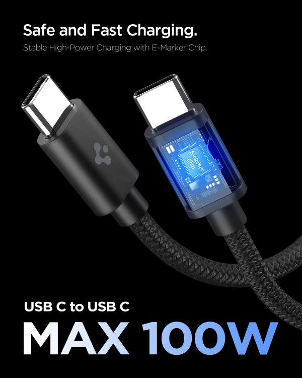 Φορτιστής Spigen EE451EU Essential 1-Port 45W & Καλώδιο Type-C 100W – Black (ACH09474) - Image 4