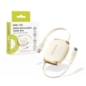 Retractable Καλώδιο USB-C σε USB-C Mobile Origin CB7 100W 1m Beige
