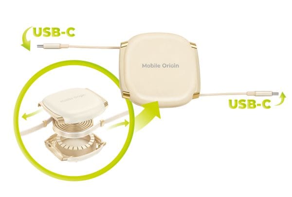 Mobile Origin 100W Retractable Cable Box USB-C to USB-C CB7 Beige