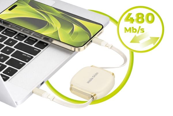 Mobile Origin 100W Retractable Cable Box USB-C to USB-C CB7 Beige
