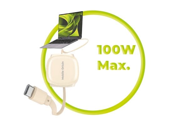 Mobile Origin 100W Retractable Cable Box USB-C to USB-C CB7 Beige