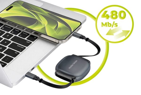 Mobile Origin 100W Retractable Cable Box USB-C to USB-C CB7 Space Grey