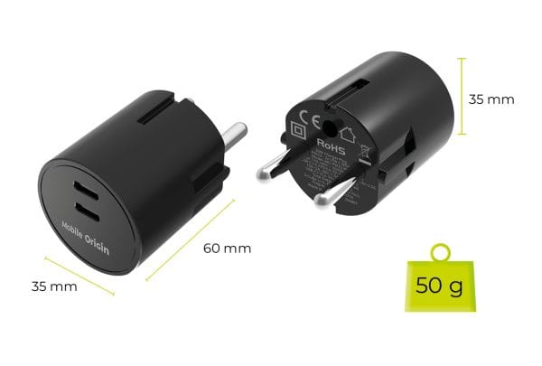 Mobile Origin 30W Charger Plug PW33 - 2x USB-C black