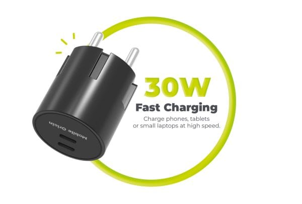 Mobile Origin 30W Charger Plug PW33 - 2x USB-C black