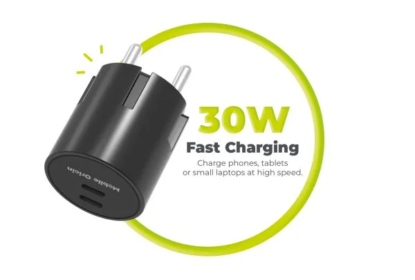 Mobile Origin 30W Charger Plug PW33 - 2x USB-C black