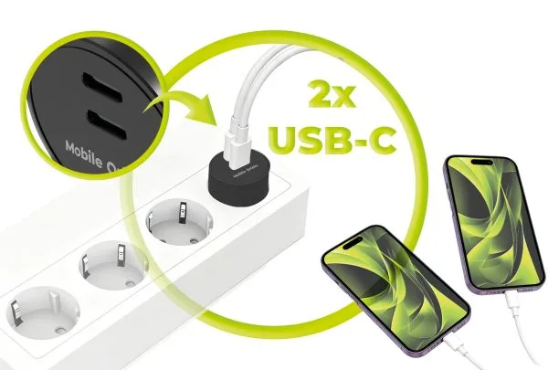 Mobile Origin 30W Charger Plug PW33 - 2x USB-C black