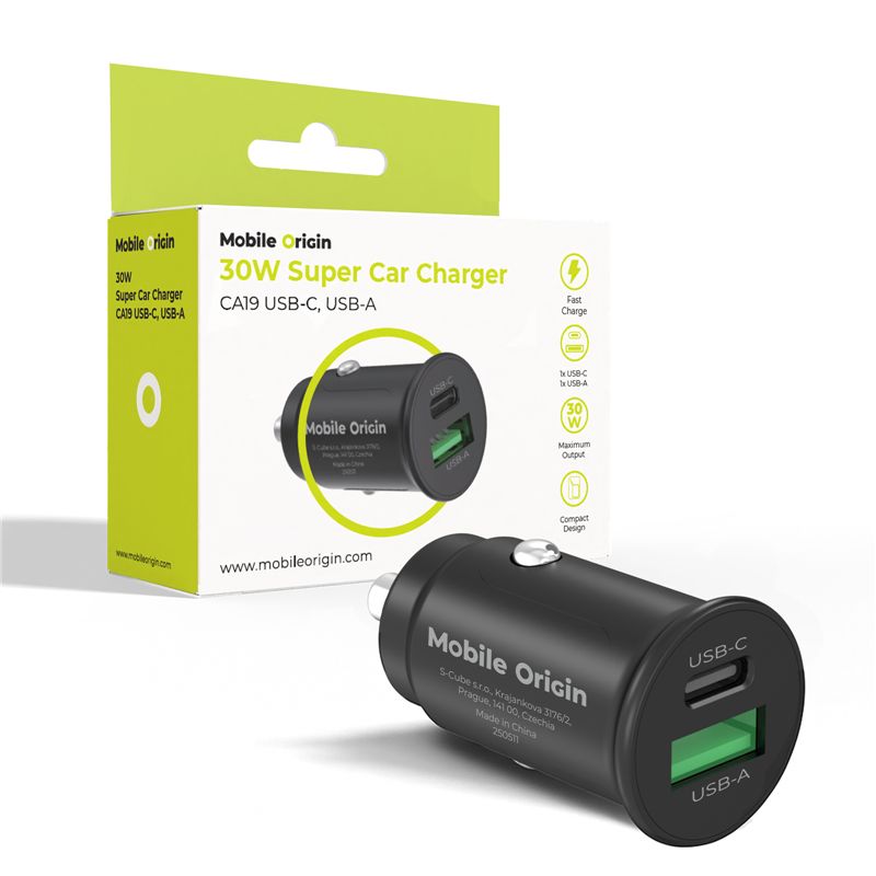 Mobile Origin 30W Super Car Charger CA19 - USB-C USB-A