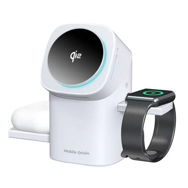 Mobile Origin 3in1 Wireless Charging Qi2 Station PW11 white