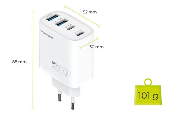 Mobile Origin 40W GaN Wall Charger PW22 - 2x USB-C + 2x USB-A