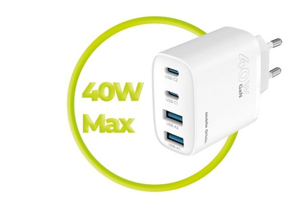 Mobile Origin 40W GaN Wall Charger PW22 - 2x USB-C + 2x USB-A