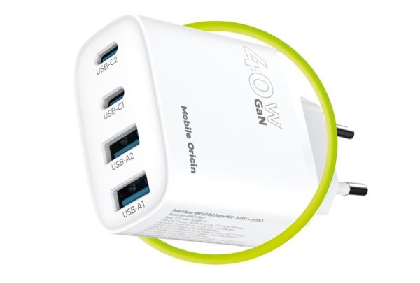 Mobile Origin 40W GaN Wall Charger PW22 - 2x USB-C + 2x USB-A
