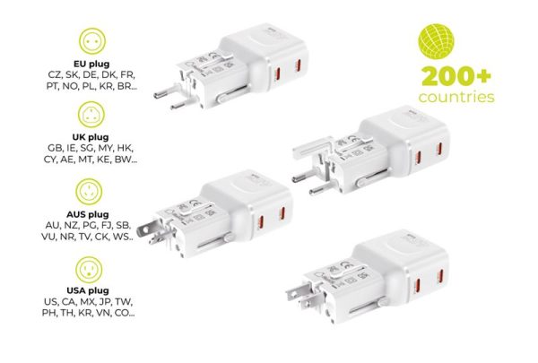 Mobile Origin 45W Travel Adapter EU/US/UK/AU PW26 white