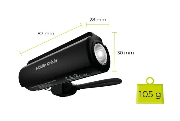 Mobile Origin 5000mAh Compact PowerBank PB7 with Flashlight and USB-C Cable
