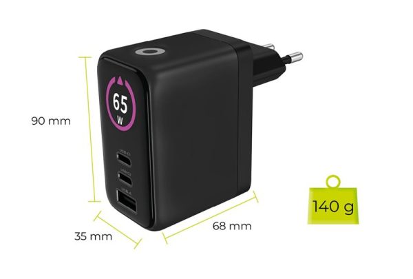 Mobile Origin 65W GaN Display Charger PW20 - 2x USB-C + USB-A