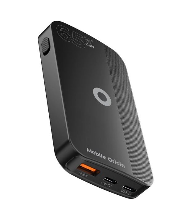 Mobile Origin 65W GaN III Slim Charger dual USB-C Single USB-A black