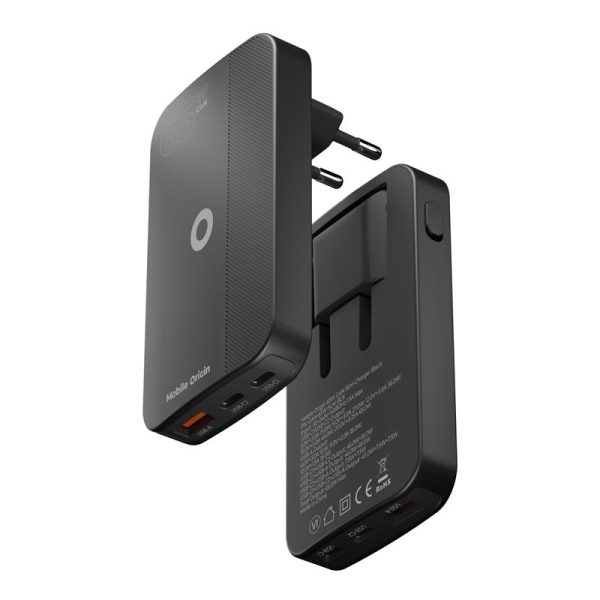 Mobile Origin 65W GaN III Slim Charger dual USB-C Single USB-A black