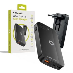 Mobile Origin 65W GaN III Slim Charger dual USB-C Single USB-A black