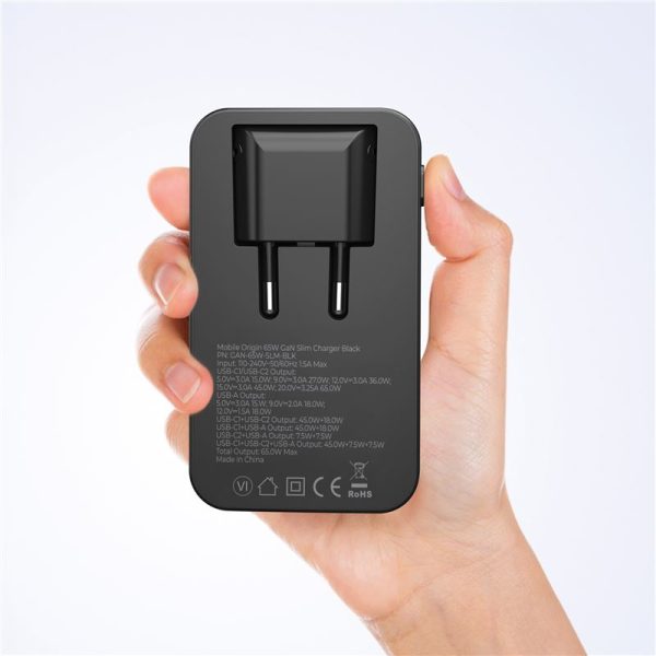 Mobile Origin 65W GaN III Slim Charger dual USB-C Single USB-A white