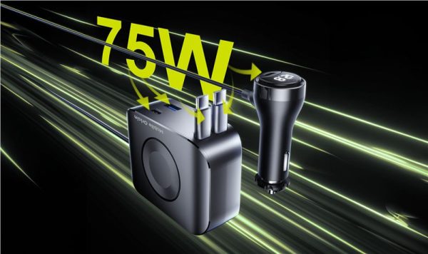 Mobile Origin 75W 5in1 Car Charger CA23 - 2x USB-C + USB-A Port 2x USB-C Cable