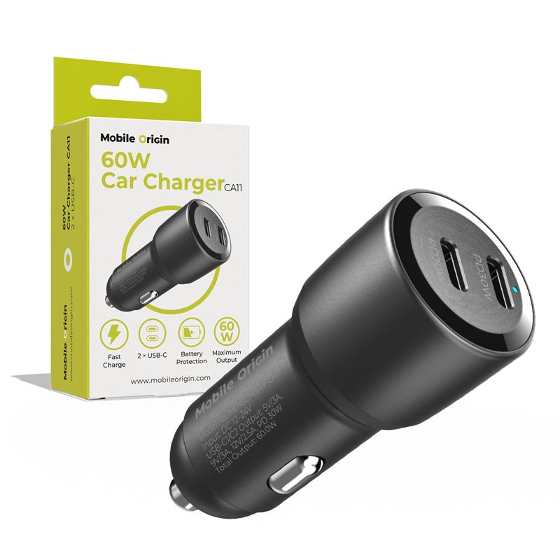 Mobile Origin Car Charger 60W 2 USB-C CA11