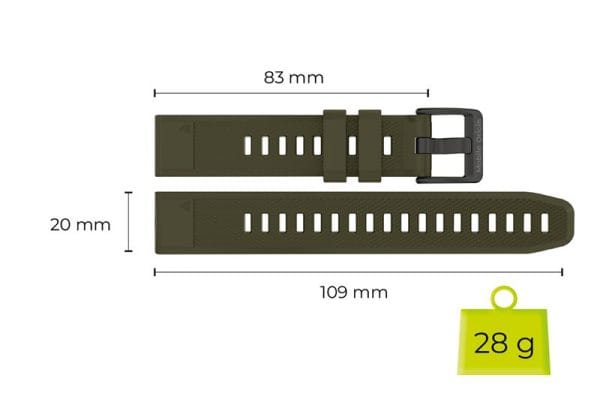 Mobile Origin Easy Strap Qucik Fit for Garmin 20mm Dark Green