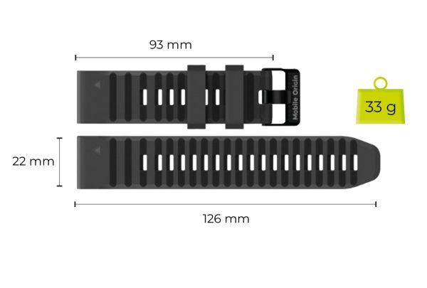 Mobile Origin Easy Strap Quick Fit for Garmin 22mm Black