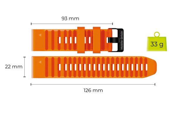Mobile Origin Easy Strap Quick Fit for Garmin 22mm Orange