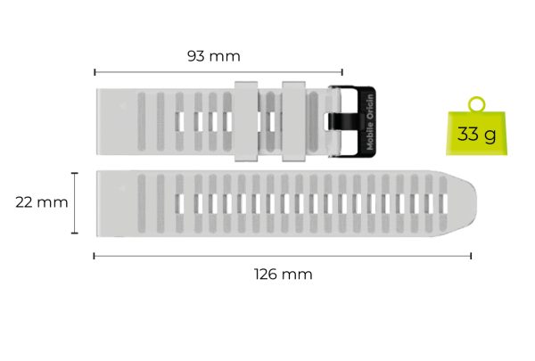 Mobile Origin Easy Strap Quick Fit for Garmin 22mm White
