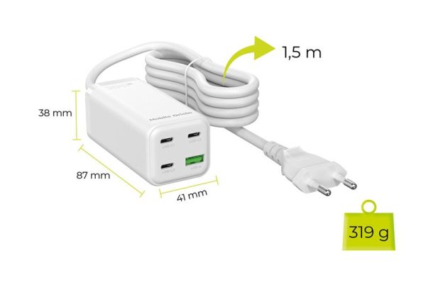Mobile Origin GaN 100W Compact MultiHub Charger PW18 with 3x USB-C + USB-A